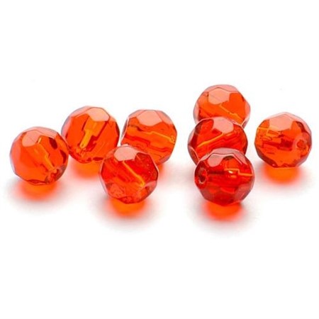 GLASS BEAD-FACET.RED 8mm