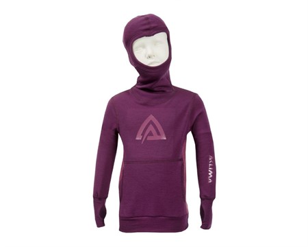 Warmwool Hoodsweater Junior, Grapewine/Damson - 140