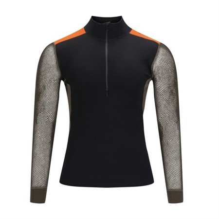 WoolNet Hybrid mockneck M's - Jet Black/Tarmac/Gold Flame M