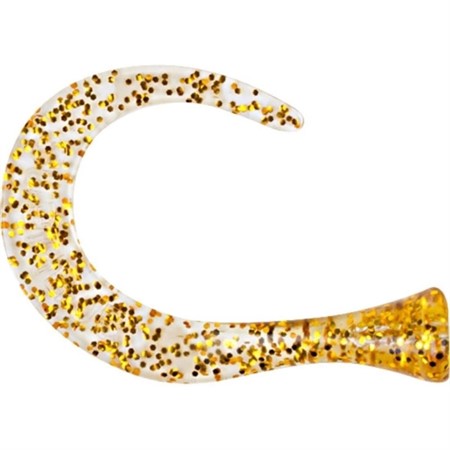 Guppie Tail Jr, 3 curly / 1 paddle, Gold/Gold Glitter