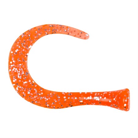 Guppie Tail Jr, 3 curly / 1 paddle, Orange/Gold Glitter