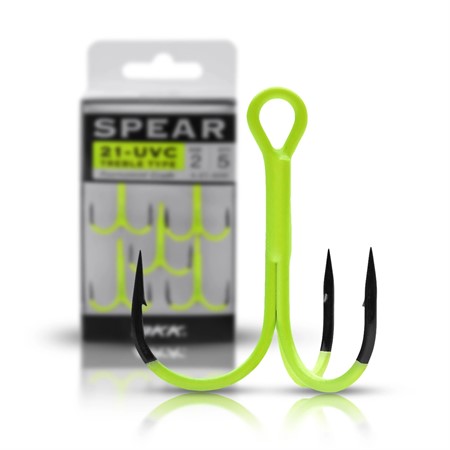 SPEAR-21 UVC #1/0 Treble Hook, Chartreuse