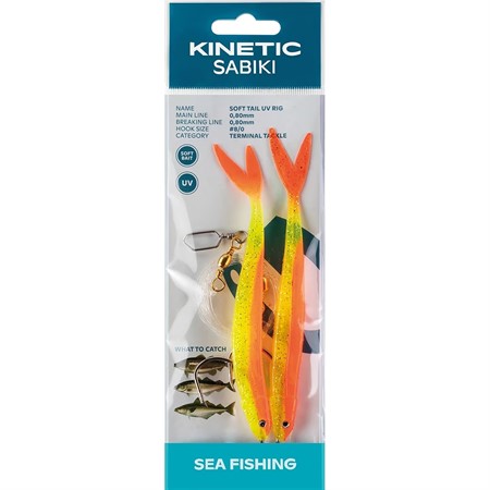 Kinetic Sabiki Soft Tail UV #8/0 Yellow/Orange Fire Tail