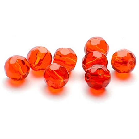 GLASS BEAD-FACET.RED 6mm